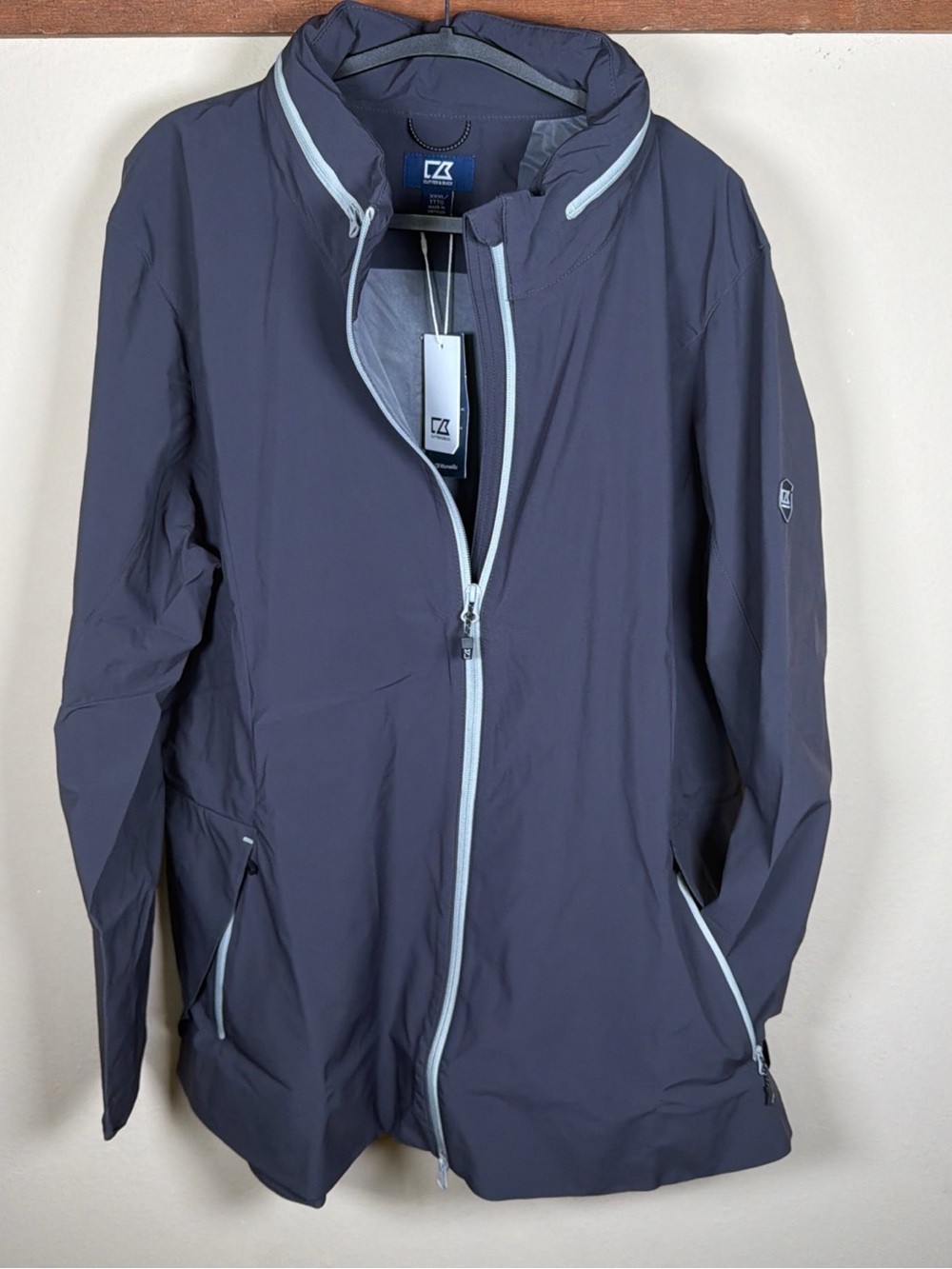 Cutter & Buck WeatherTec Jacket XXL, Gray Full Zip Coat Windbreaker